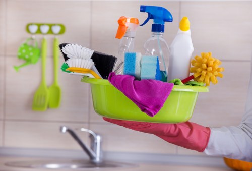 Hot water extraction carpet cleaning equipment in use